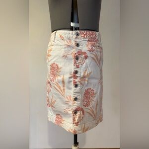 Tommy Hilfiger White Floral Button-Front Skirt